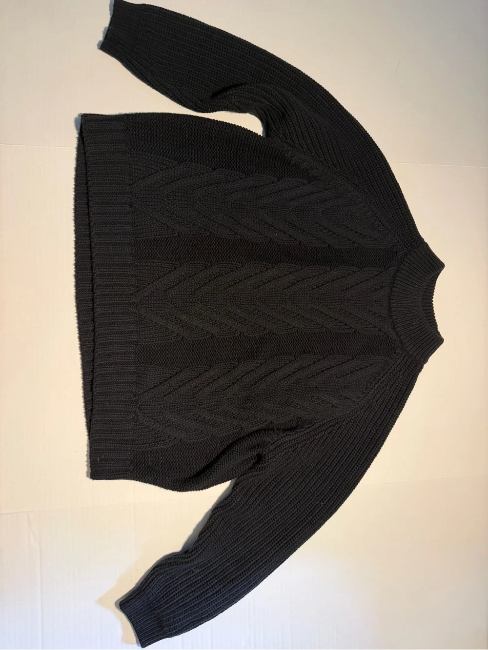 J. Crew Black Cable-Knit Crewneck Sweater